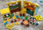 Vtg 1969 Fisher-Price Little People Play Family House Yellow #952 + Extras