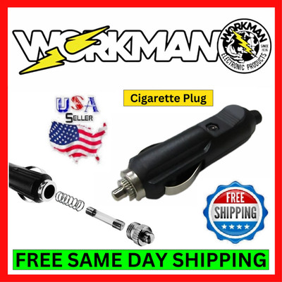 Cigarette Lighter Male Plug Replacement 2 Amp Fuse & Red Power Indicator Lamp