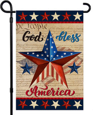 Patriotic God Bless America 4Th of July Garden Flag 12 X 18 Inch Vertical Double
