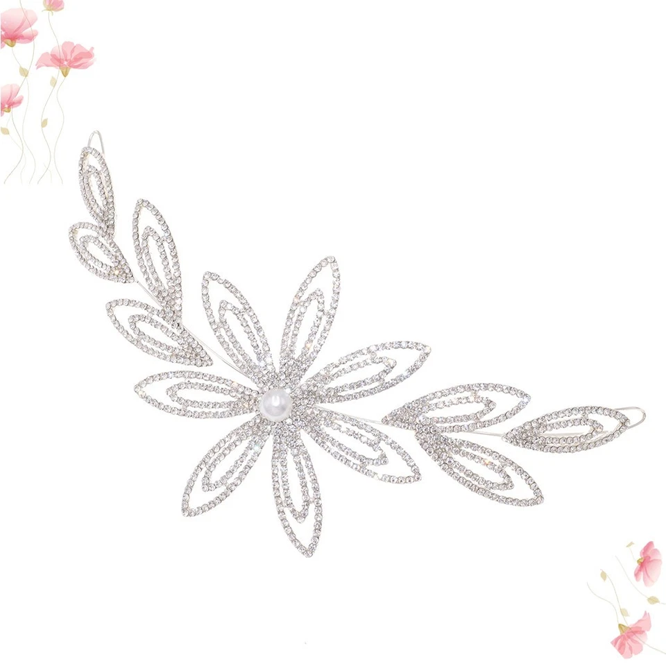  Copricapo di strass argento Copricapo di perle artificiali Fascia per da sposa - Immagine 3 di 4