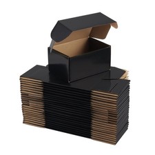 25 Pack 6x4x3 Shipping Boxes for Small Business, Black Packaging Cardboard Bo...