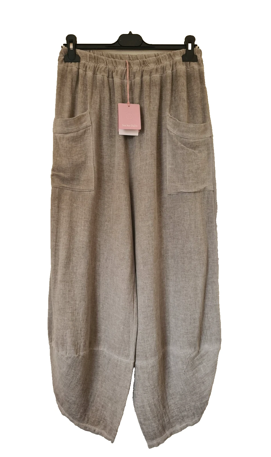 Italian Washed Linen Trousers One Size 10-14 Barrel Leg Lagenlook Stretch Waist
Opens in a new windo