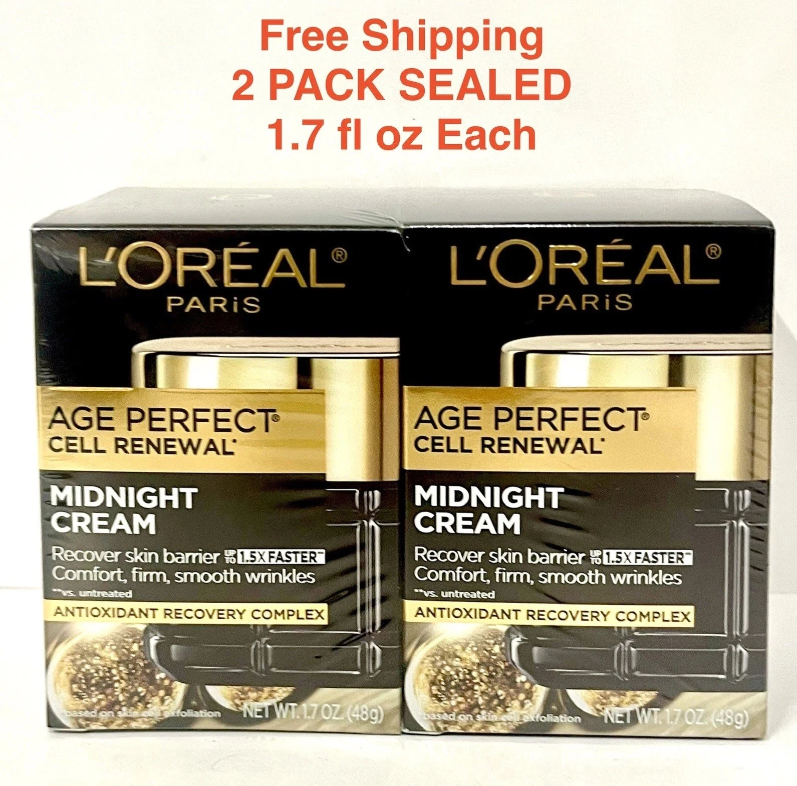 2 PACK L'Oreal Paris Age Perfect Cell Renewal Anti-Aging Midnight Cream 1.7oz X2
Opens in a new wind
