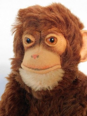 1946-49 STEIFF JOCKO THE CHIMPANZEE 25 CM 10'' CLOTH US ZONE TAG NO BUTTON