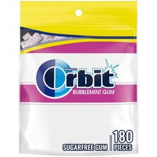 ORBIT Gum Bubblemint Sugar Free Chewing Bulk, 180 Piece Resealable White