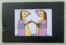 Luis A. Wyzyn De Leon, Signed Girls Playing Guitar Serigraph, Puerto Rico Art