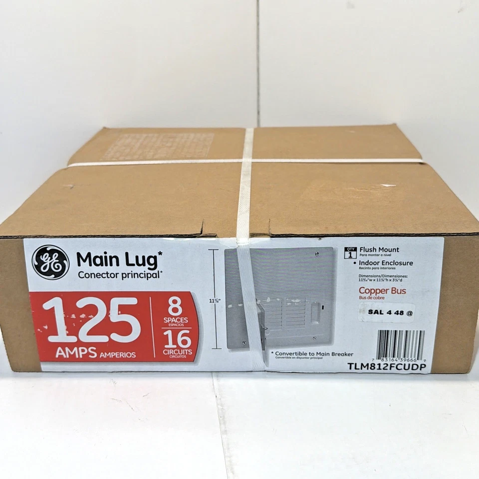 Caja de panel de disyuntor de terminal principal interior GE PowerMark Plus 125 Amp 8 espacios Foto 2 de 4