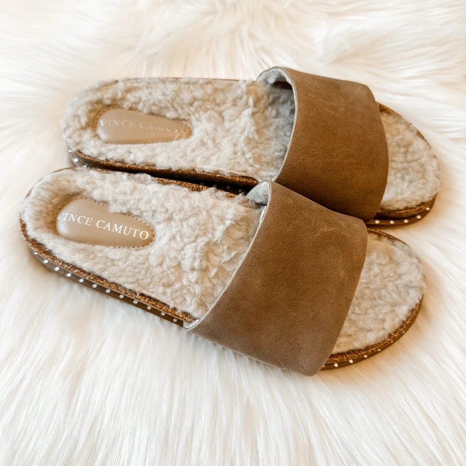 Mujer Nuevo en Caja Vince Kamuto Canadial Correa Única Slide Talla 7M Piel Toscana Taupe Foto 4 de 4