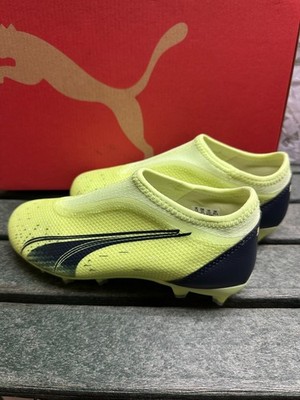 Puma Jr Ultra Match LL Laceless FG/AG cleats youth neon Parisian Blue 1,2,4.5, 6