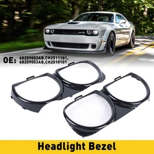 2pcs New Front Bezel Headlight Lamp Trim LF& RH LH for RF 15-21 Dodge Challenger
