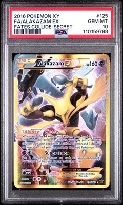 2016 POKEMON XY FATES COLLIDE SECRET #125 FULL ART/ALAKAZAM EX PSA 10