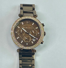 MICHAEL KORS Parker Chronograph Ladies Watch MK5578 Chocolate Brown Crystal Pave