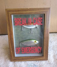 SHADOW BOX FRAME FISHING LURES  WALL HANGING PICTURE- BREAK IN CASE OF EMERGENCY