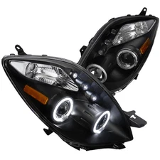 Black Fits 2006-2008 Toyota Yaris Led Halo Projector Headlights Lamps 06-08 L+R