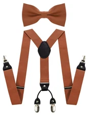 Rust Suspender and Silk Bow Tie Sets for Men 48