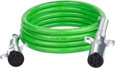 7 Way Trailer Cord 12 FT ABS Electrical Power Cord Heavy Duty Green Straight Pow