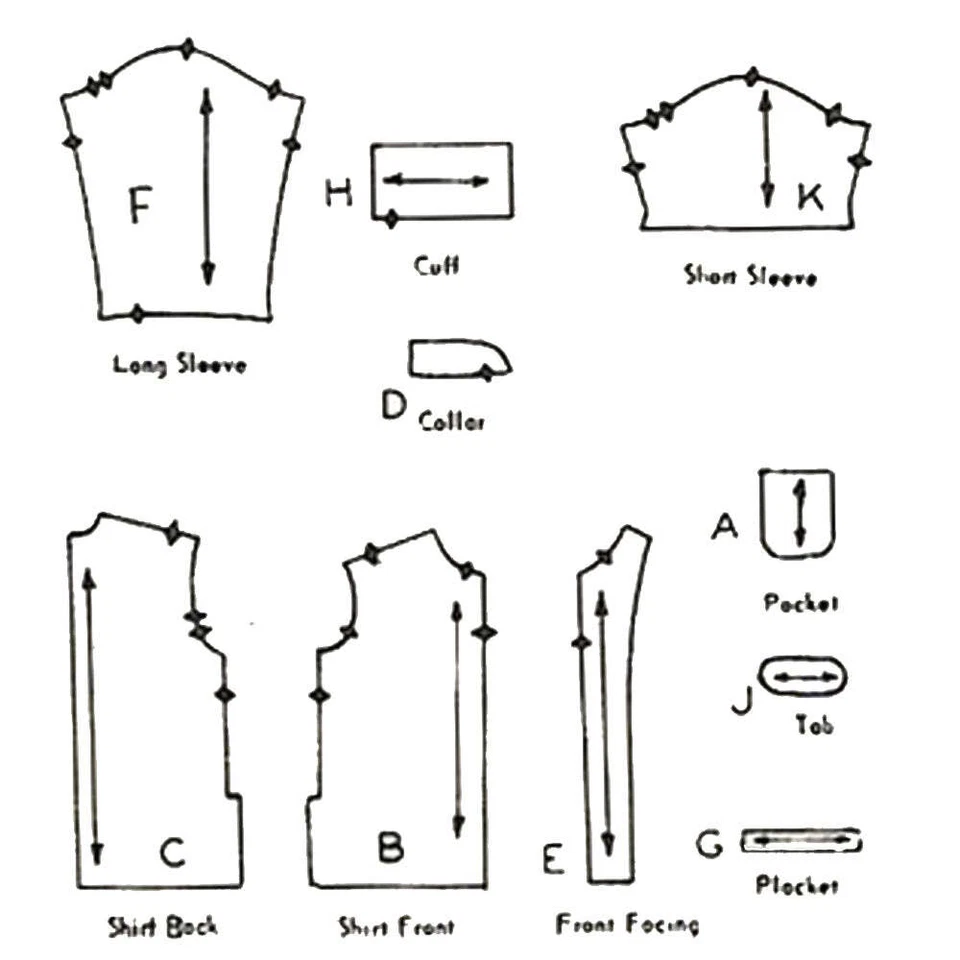 Vintage 1950s Pattern - Men's Mandarin Shirt - Chest=38-40” (96.6-101.6cm) - Image 4 of 4