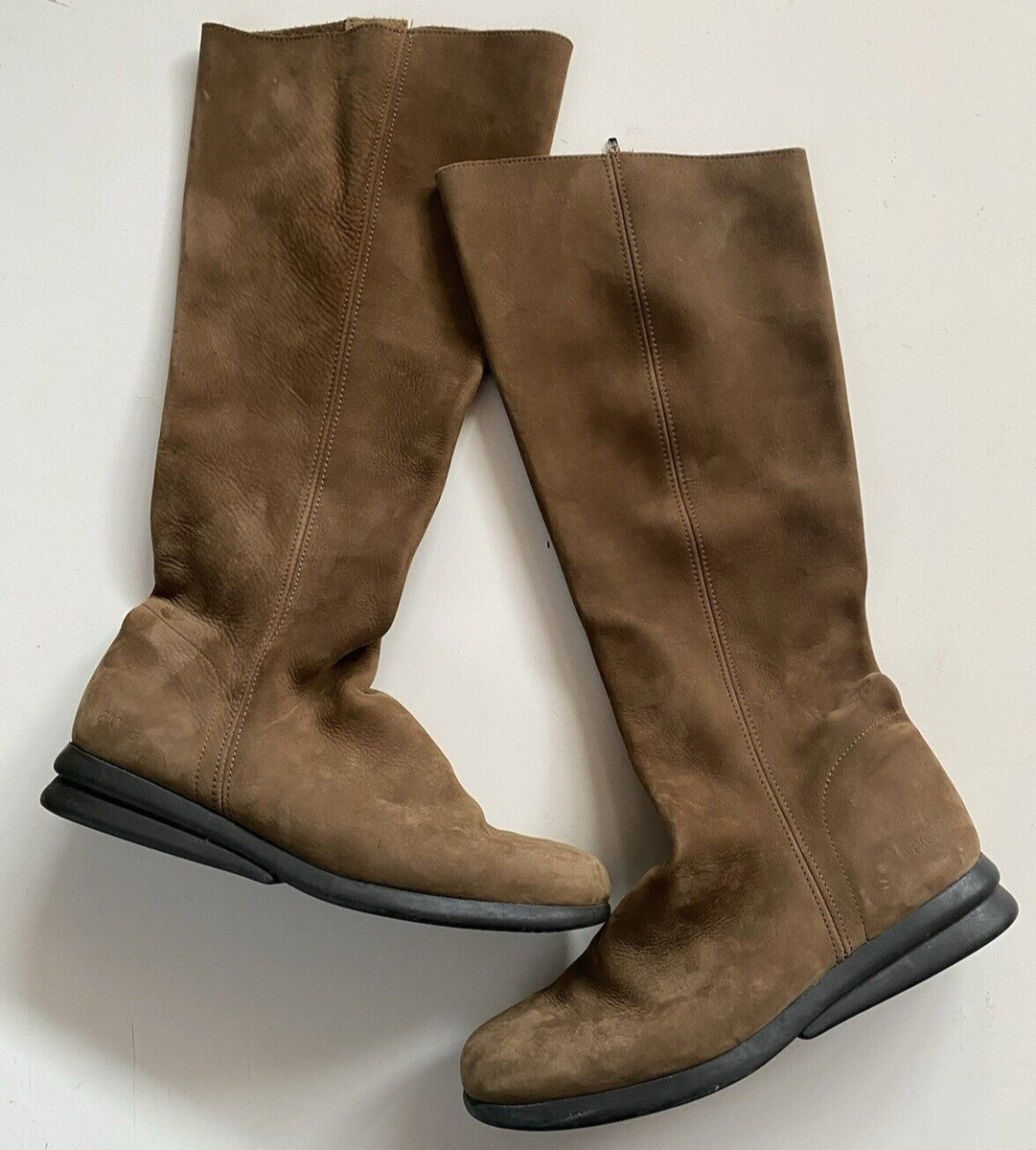 Arche Nubuck Leather Tall Boots Brown Size Zip Comfort Women's