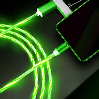 Magnetic LED Light Up USB Phone Charger Cable Cord For iPhone Type C Micro US