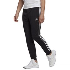 adidas Men's Essentials French Terry Tapered Cuff 3-Stripes Pants Black X-Large