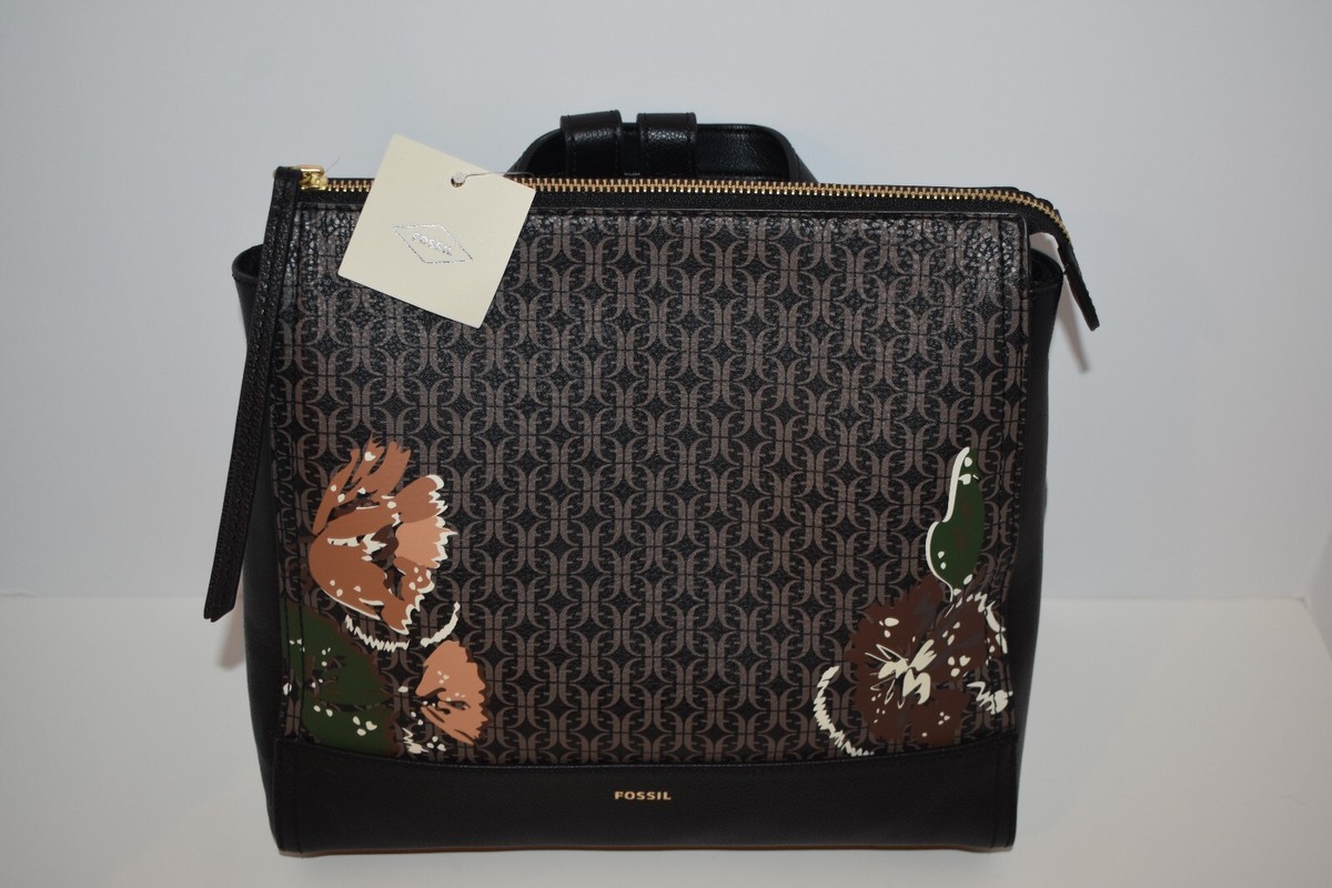 Fossil Elina Small Convertible Black Floral Backpack | eBay