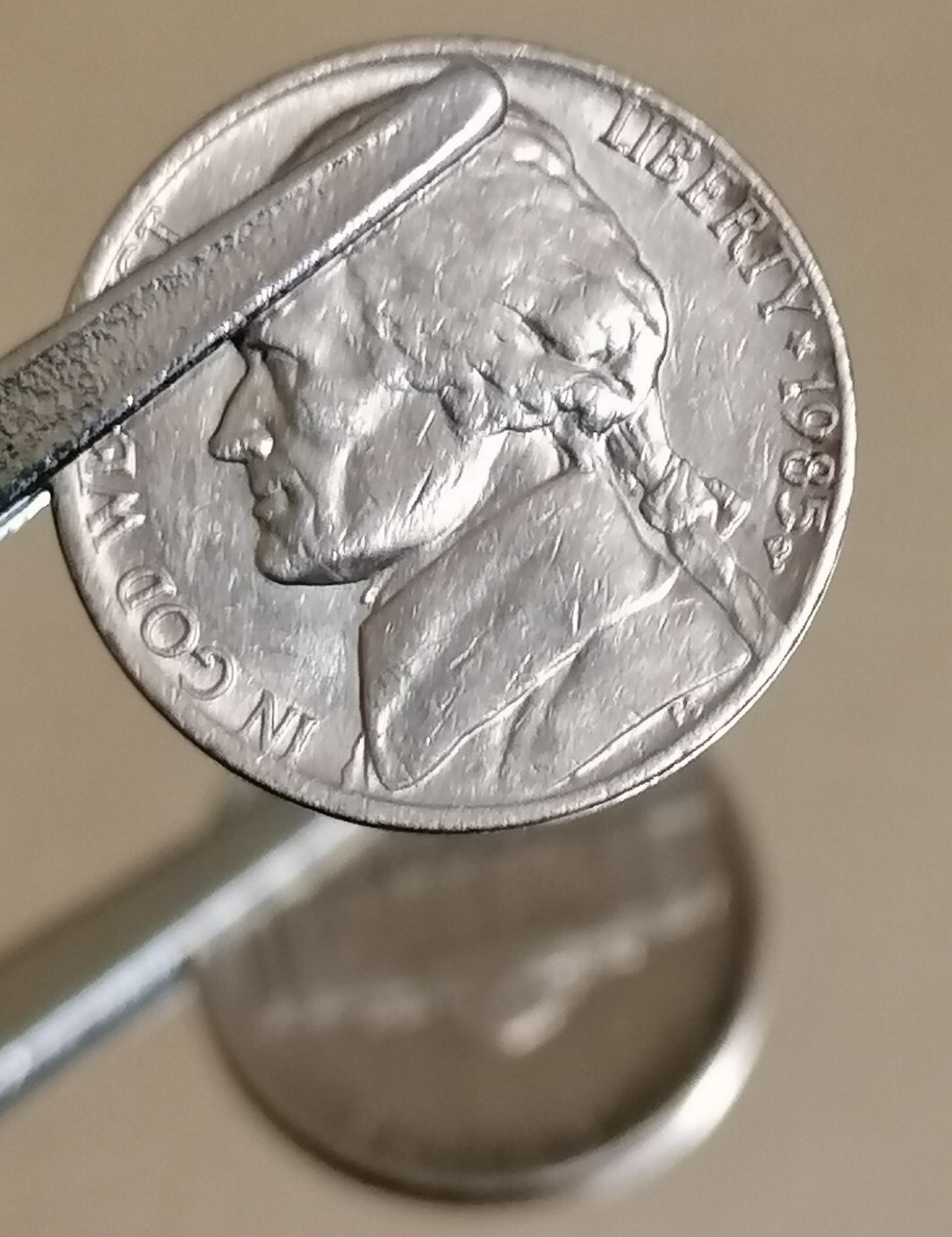 Five Cents Jefferson 1985 P USA Fehlprägung Error Coin Stempeldrehung um 180° eBay