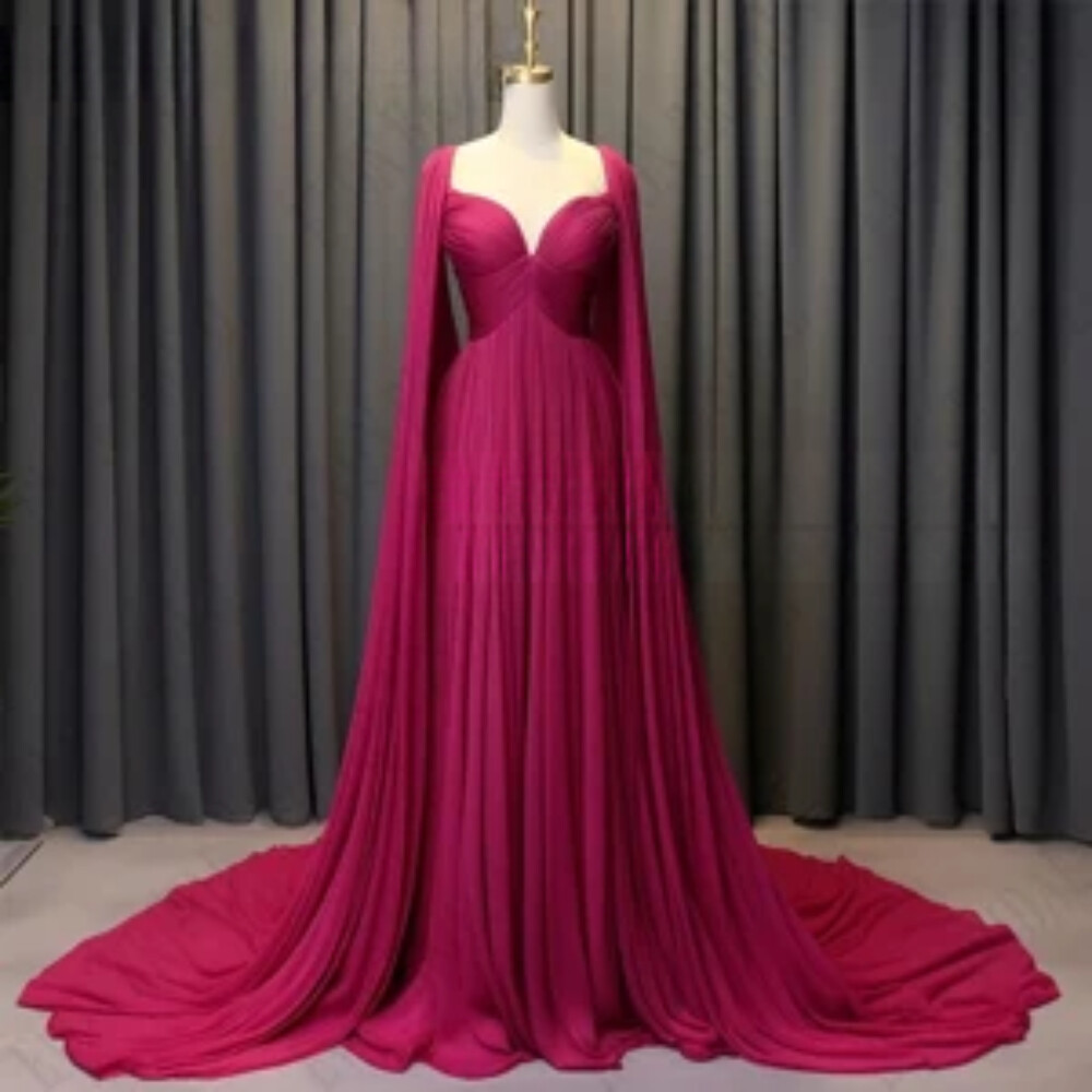 green emerald velvet dress Modest Saudi Arabia Prom Dresses Ankle Length Tulle Puffy Long Sleeves –  SELINADRESS main image 1
