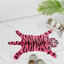 Tiger Shaped Rug Animals Bath Mat Rug Non-Slip Bathroom Door Mat for Bedroom Kit