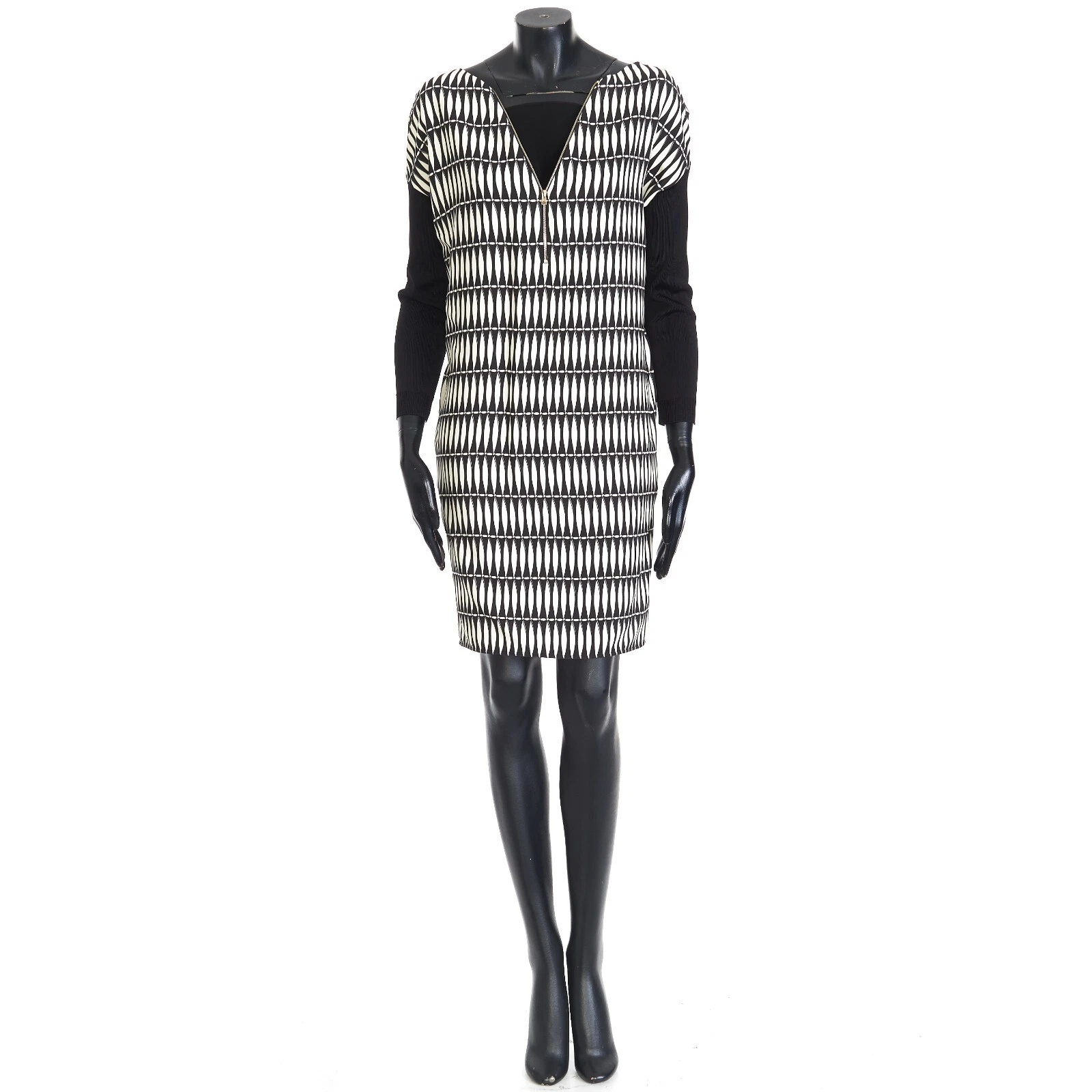 Lanvin — LANVIN 1895$ Dress - Panelled, Longsleeve, Black/White Viscose