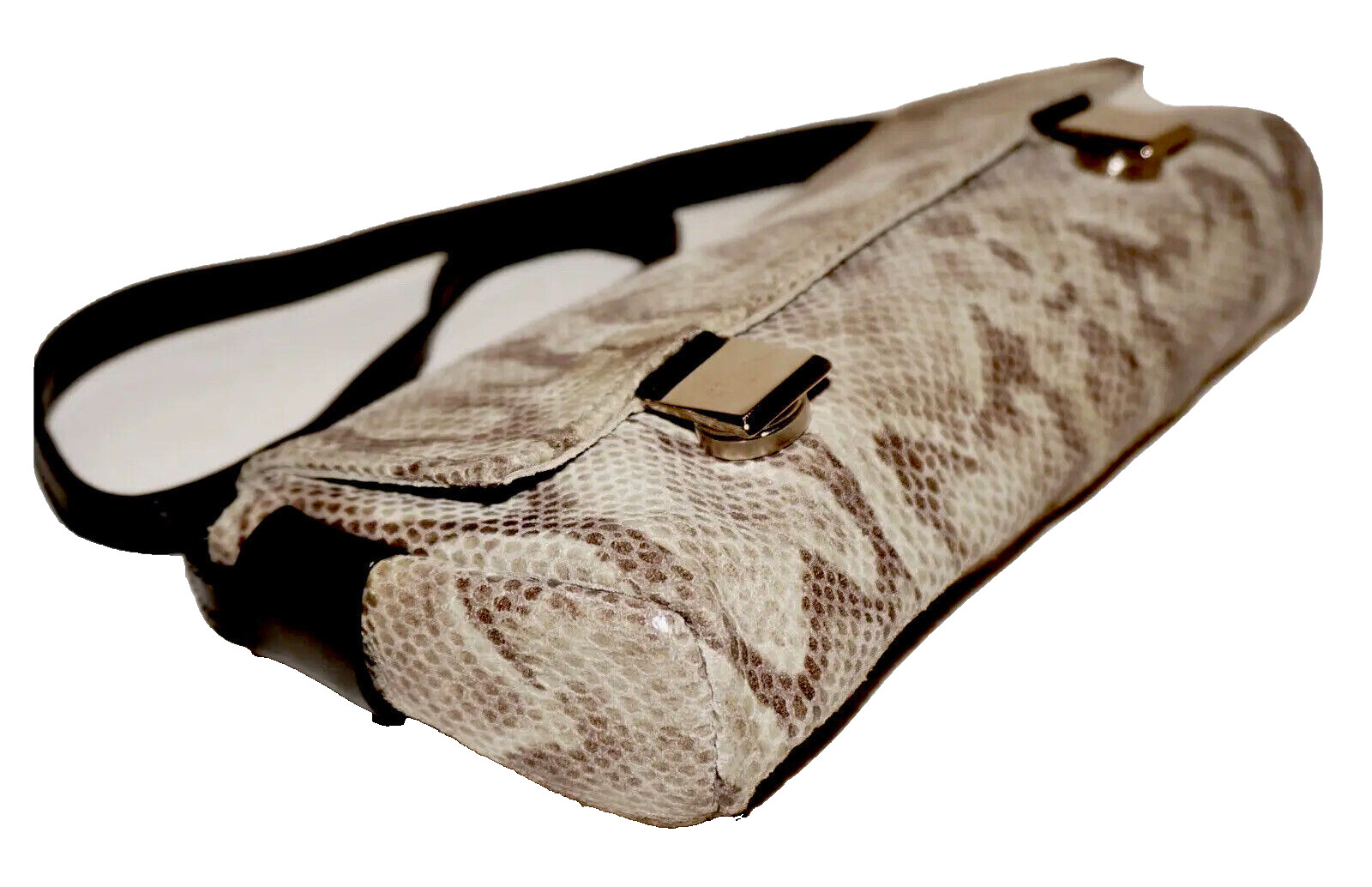 CECCONI Small Beige Python Printed & Black Leathe… - image 7