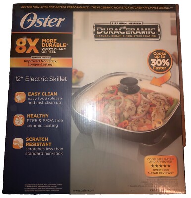 Oster 12x16 Titanium Infused Duraceramic Electric Skillet Black New