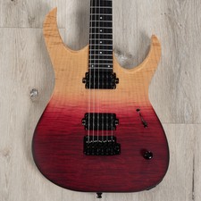 Mayones Duvell Elite V24 6 B27" Baritone Guitar, 5a Flame Custom Tequila Horizon