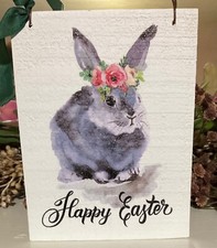 Spring Easter Farmhouse Sign Happy Easter Wood Bunny Wall Hanger Decor