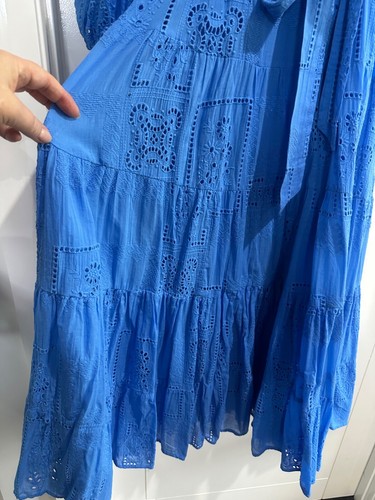Forever New Blue Dress with Elasticated Waist and Tie Belt Size 12 - Picture 6 of 9