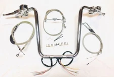 16 X 1 1/4 " Ape Hanger Chrome Handlebar Kit W Controls 02 - 06 Harley Road King
