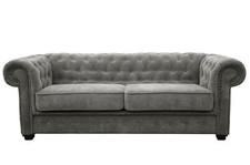 Image of Chesterfield Style Sofa bed Venus 2 Seater Fabric Light Grey Cream Settee