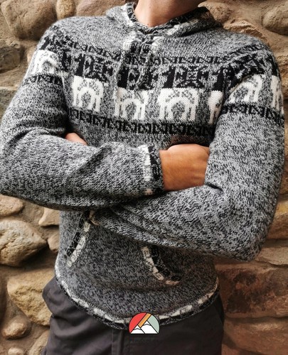 Alpaca Sweater for Men - Gray Fashion 