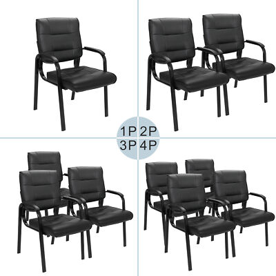 1/2/3/4 PCS Leather Guest Reception Waiting Room Office Desk Side Chairs Black