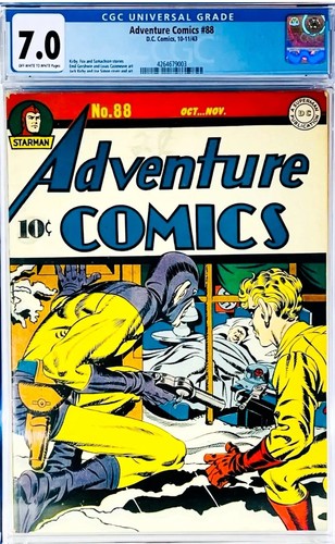 ⭐️ Adventure Comics #88 1943 CGC 7.0 VF Rare Sandman 👑Kirby WWII Nazi Cvr/Art