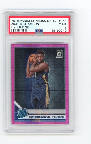 2019 Donruss Optic #158 Zion Williamson Rated Rookie Hyper Pink PSA 9