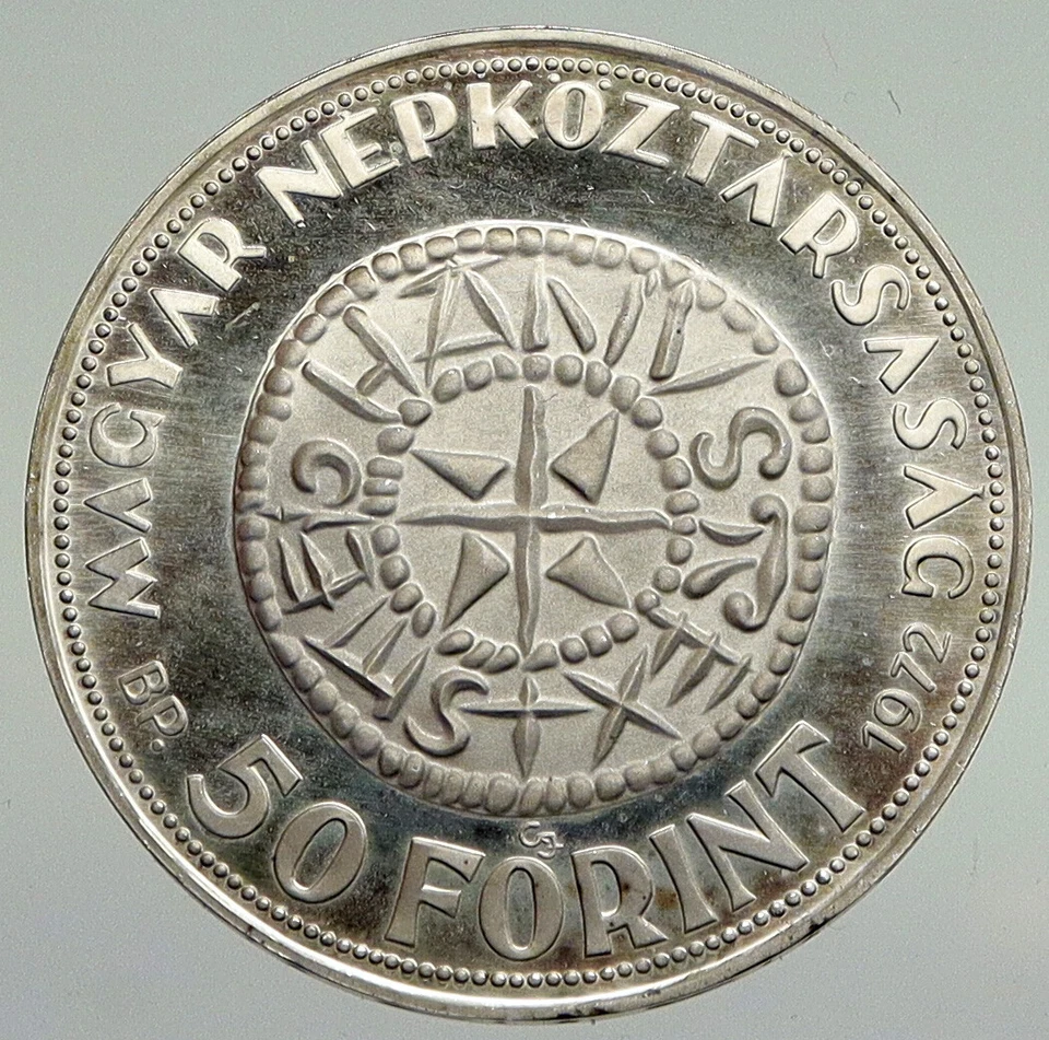 1972 HUNGARY King Saint Stephen Horse Vintage Proof Silver 50 Forint Coin i94766 - Image 2 of 3