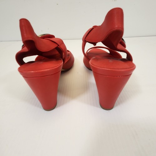 ZAPATOS DJANGO & JULIETTE *** TACONES GRANDES Punta Abierta Cuero Rojo Parte Superior Talla 42 - Imagen 7 de 9