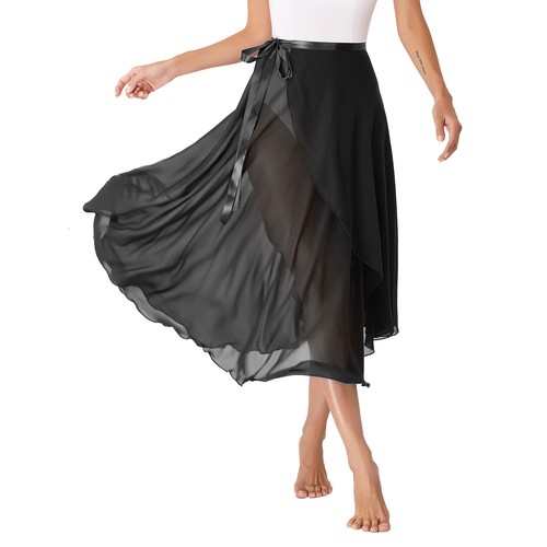 Women's Sheer Lace Up Wrap Dance Skirt Solid Color High Waist Flowy Midi Skirt - Picture 60 of 134