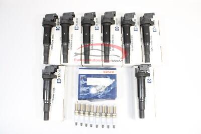 OEM Eldor Ignition Coils Bosch Spark Plugs For BMW 550i GT xDrive 4.4L 2010-2012