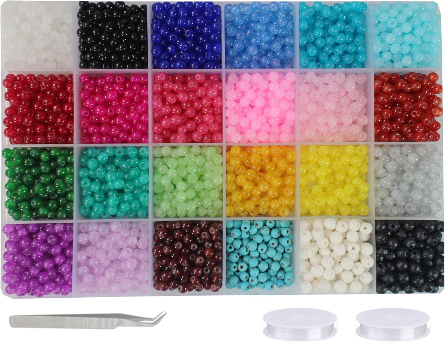 4Mm Glass Beads Bulk for Jewelry Making 4700Pcs round Imitative Jade Beads Brace