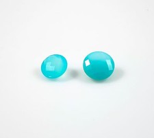 Chalcedony Round -Checkerboard Cut -Sea Blue - 2 sizes available Loose Gemstone