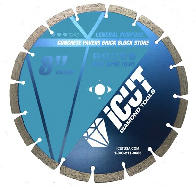 8'' iCut premium segmented 10mm diamond saw blade general purpose
