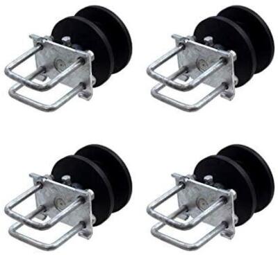 (4-Pack) 4'' Square Post x 2'' Square Gate Frame Premium Nylon Cantilever Roller