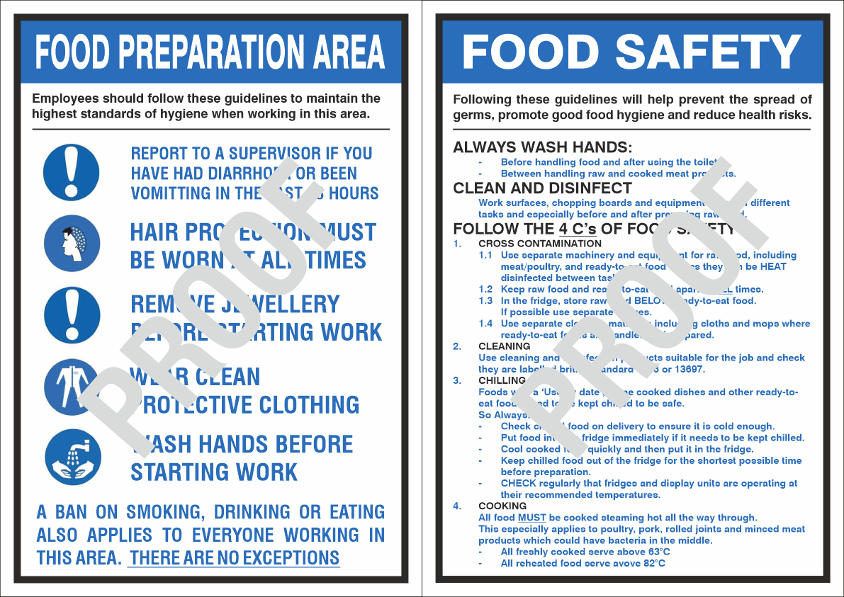 FOOD HEALTH SAFETY 2 A4 COMMERCIAL SIGNS, KITCHEN, CAFE, CANTEEN, FACTORY, SHOP eBay