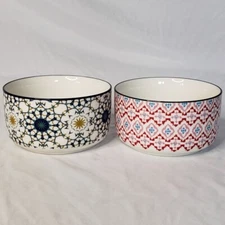 Signature Housewares 2 Stoneware Multi- Colored Bowls